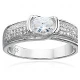Decadence Sterling SIlver Oval Channel Set Ring Si