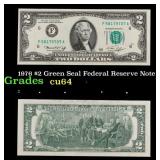 1976 $2 Green Seal Federal Reserve Note Grades Cho