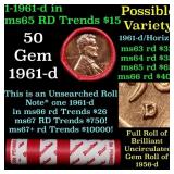 BU Shotgun Lincoln 1c roll, 1961-d 50 pcs Bank Wra