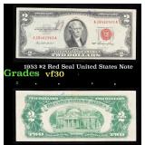 1953 $2 Red Seal United States Note Grades vf++