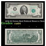 1976 $2 Green Seal Federal Reserve Note Grades Cho