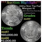 1880-p Morgan Dollar Near Top Pop! $1 ms66+ SEGS
