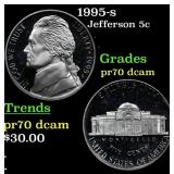 1995-s Proof Jefferson Nickel 5c pr70 dcam SEGS
