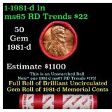 BU Shotgun Lincoln 1c roll, 1981-d 50 pcs Dunbar W