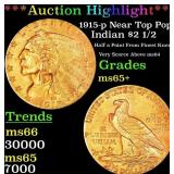 1915-p Gold Indian Quarter Eagle Near Top Pop! $2