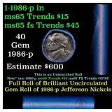 BU Shotgun Jefferson 5c roll, 1986-d 40 pcs Bank $