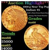 1909-p Gold Indian Half Eagle Near Top Pop! $5 GEM