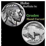 Hobo Buffalo Nickel 5c Grades Hand Carved