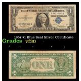 1957 $1 Blue Seal Silver Certificate Grades vf++