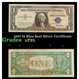 1957 $1 Blue Seal Silver Certificate Grades vf++