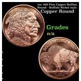 1oz .999 Fine Copper Bullion Round - Buffalo Nicke