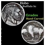 Hobo Buffalo Nickel 5c Grades Hand Carved