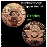1oz .999 Fine Copper Bullion Round - We