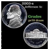 2003-s Proof Jefferson Nickel 5c Grades GEM++ Proo