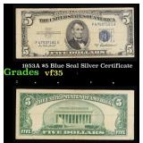 1953A $5 Blue Seal Silver Certificate Grades vf++