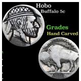 Hobo Buffalo Nickel 5c Grades Hand Carved