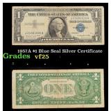 1957A $1 Blue Seal Silver Certificate Grades vf+