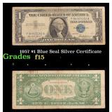 1957 $1 Blue Seal Silver Certificate Grades f+
