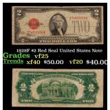 1928F $2 Red Seal United States Note Grades vf+