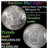 1880-p Morgan Dollar Near Top Pop! $1 ms66+ SEGS