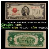 1928D $2 Red Seal United States Note Grades vf+