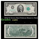 1976 $2 Green Seal Federal Reserve Note Grades Cho