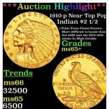 1910-p Gold Indian Quarter Eagle Near Top Pop! $2