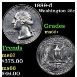 1989-d Washington Quarter 25c Grades GEM++ Unc