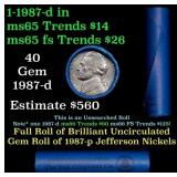 BU Shotgun Jefferson 5c roll, 1989-d 40 pcs Bank $