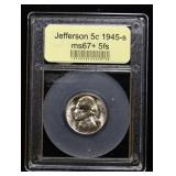 1945-s Jefferson Nickel Near Top Pop! 5c GEM++ 5fs