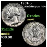 1967-p Washington Quarter 25c Grades GEM+ Unc