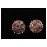 Group of Two 1oz .999 Fine Copper Bullion Rounds -
