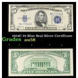 1934C $5 Blue Seal Silver Certificate Grades Choic