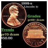 1998-s Proof Lincoln Cent 1c Grades GEM++ Proof De