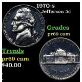 1970-s Proof Jefferson Nickel 5c Grades GEM++ Proo