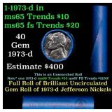 BU Shotgun Jefferson 5c roll, 1973-d 40 pcs Bank $