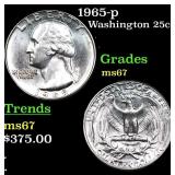 1965-p Washington Quarter 25c Grades GEM++ Unc