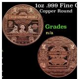 1oz .999 Fine Copper Bullion Round -  $2 Note Styl