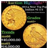 1912-p Gold Indian Quarter Eagle Near Top Pop! $2