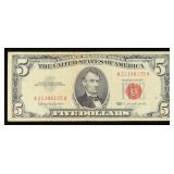 1963 $5 Red Seal United States Note Grades vf++