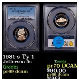 1981-s Ty 1 Proof Jefferson Nickel 5c pr69 dcam PC
