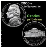 2000-s Proof Jefferson Nickel 5c Grades GEM++ Proo