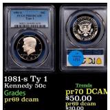 1981-s Ty 1 Proof Kennedy Half Dollar 50c pr69 dca