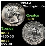 1984-d Washington Quarter 25c Grades GEM++ Unc