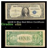 1935E $1 Blue Seal Silver Certificate Grades vf+