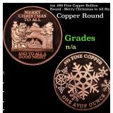 1oz .999 Fine Copper Bullion Round - Merry Christm