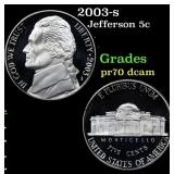 2003-s Proof Jefferson Nickel 5c Grades GEM++ Proo
