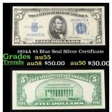 1934A $5 Blue Seal Silver Certificate Grades Choic