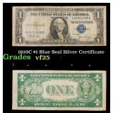 1935C $1 Blue Seal Silver Certificate Grades vf+