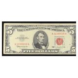 1963 $5 Red Seal United States Note Grades vf++